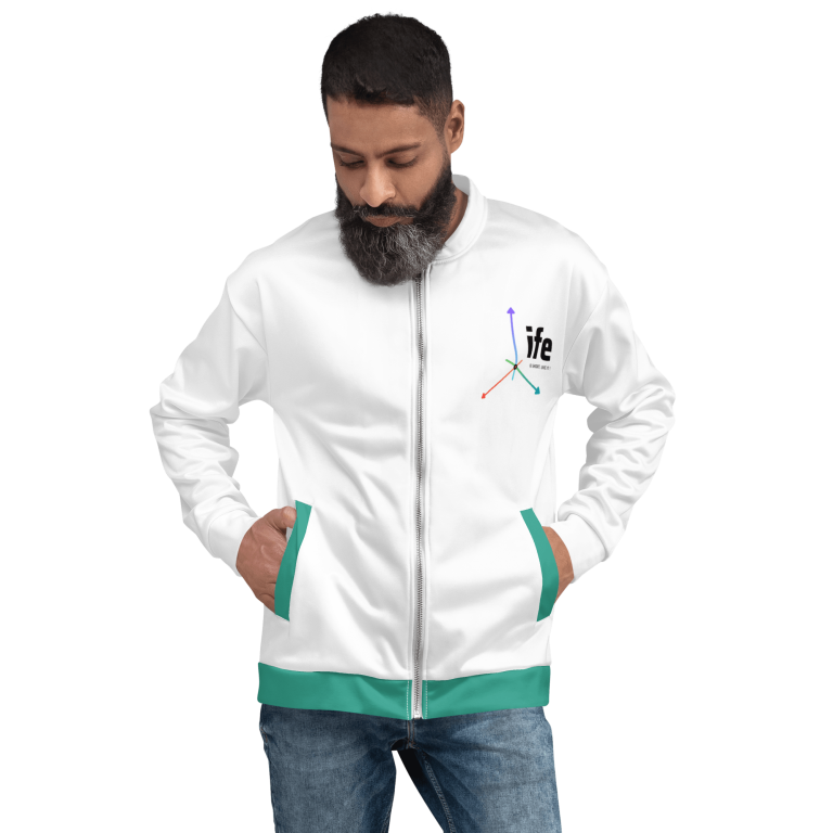 all over print unisex bomber jacket white front 665438f4c7298