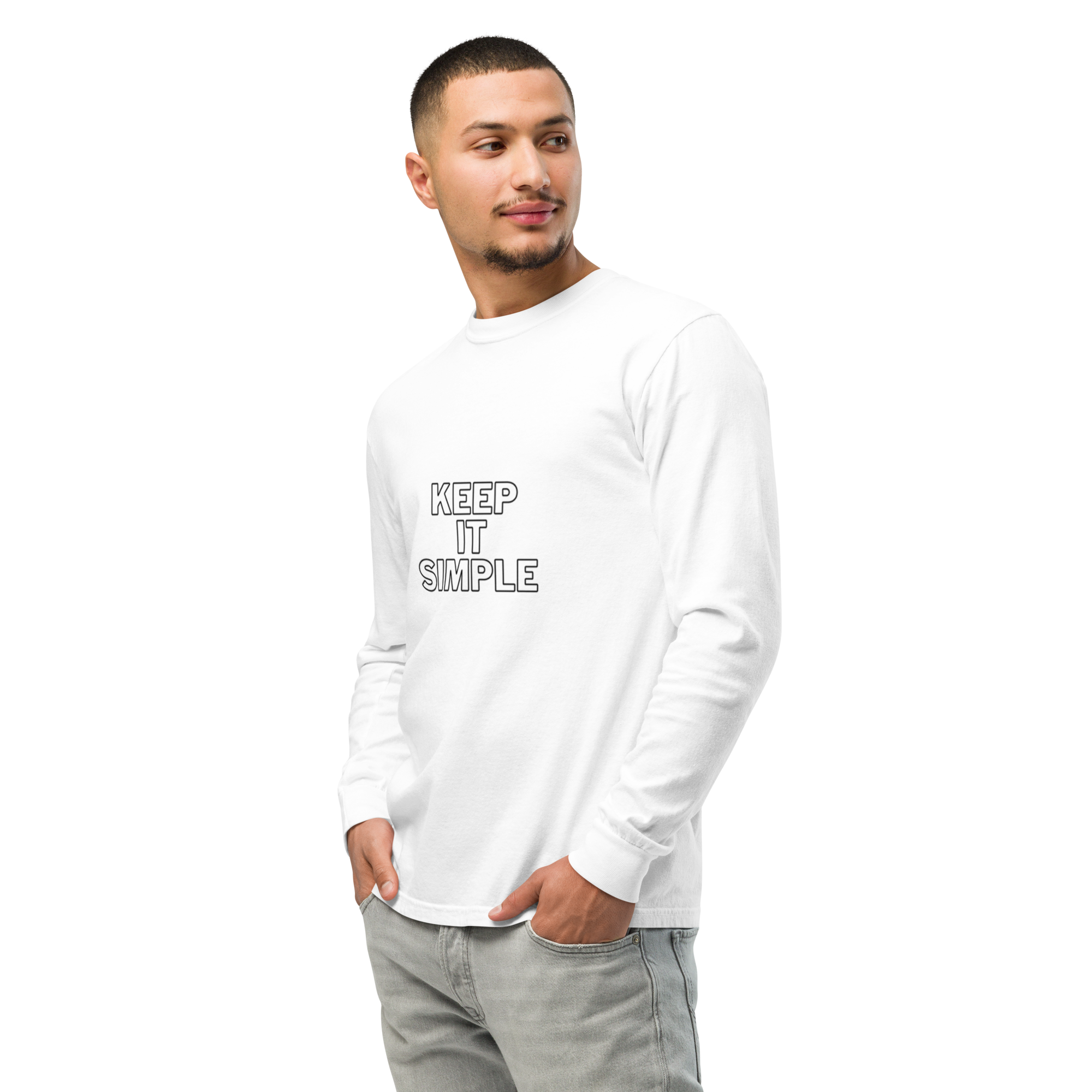 unisex garment dyed heavyweight long sleeve shirt white left front 66599bb60031e