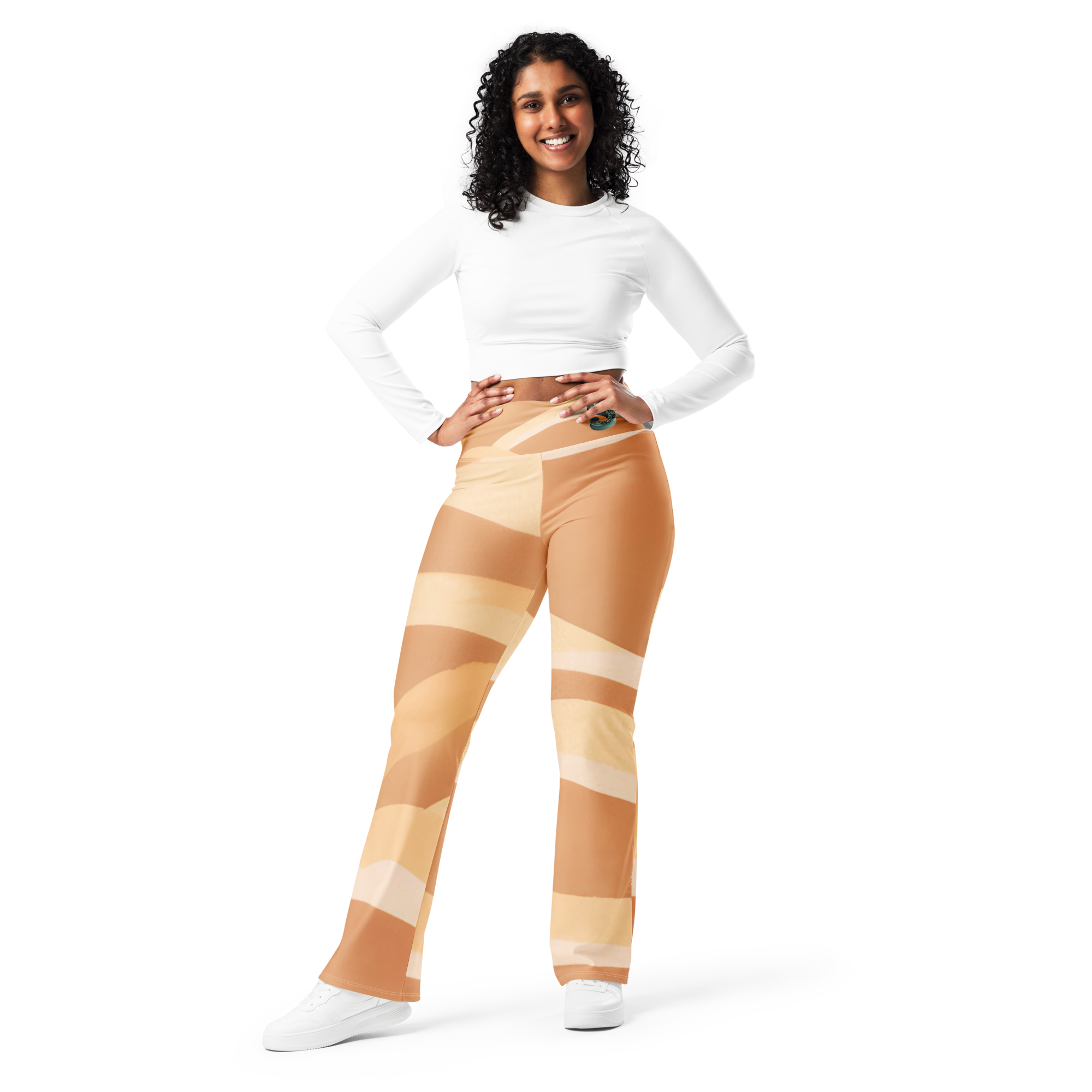 all over print flare leggings white front 665c8e4e8be60