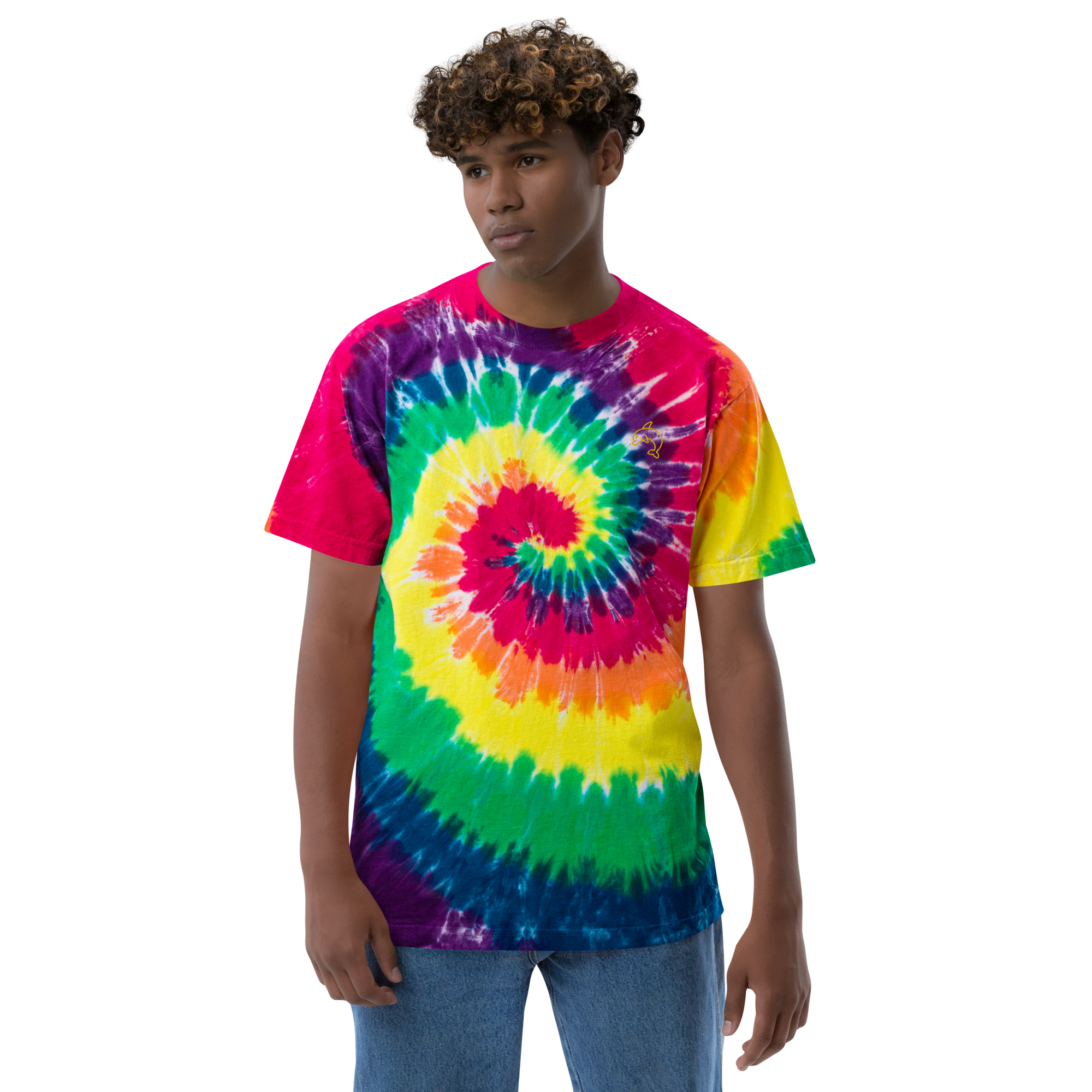 oversized tie dye t shirt classic rainbow front 665b66b72b98d