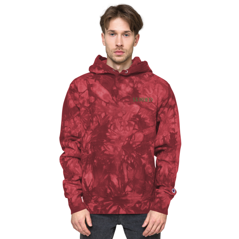 unisex champion tie dye hoodie mulled berry front 677274d418182